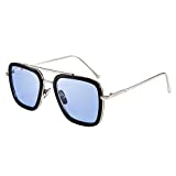 FEISEDY Retro Square Aviator Sunglasses Iron Man Tony Stark Sunglasses Trendy Downeyer Gradient Lens B2510