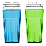 Reflo Smart Cup (Blue & Green 2-Pack) Now Unbreakable, Open Rim Training Cups For Toddlers, 360 Free-Flow, No Suction - USA Made