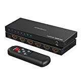 HDMI Switch 4K 60Hz, AVIDGRAM HDMI 2.0 Switcher 5 in 1 Out, 5 Port HDMI Selector Box with IR Remote Control Support HDCP 2.2 HDR10 3D 18Gbps for Xbox PS4 Roku HDTV Monitor