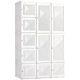 HOMCOM Portable Wardrobe Closet, Bedroom Armoire, Foldable Clothes Organizer with Cube Storage, Hanging Rods, and Magnet Doors, White