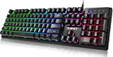 NPET K10 Gaming Keyboard, RGB Backlit, Spill-Resistant Design, Multimedia Keys, Quiet Silent USB Membrane Keyboard for Desktop, Computer, PC (Black)