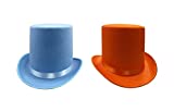 Nicky Bigs Novelties Adult Tux Top Hats Dumb Blue Dumber Orange Tall Felt Funny Halloween Accessory, Blue Orange, One Size