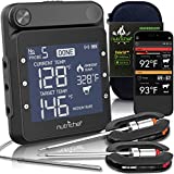 WiFi Grill Meat Thermometer, Bluetooth Wireless Dual Smart Probes, Alarm Indoor from Outdoor Barbecue Smoker, Compatible with Any Smartphone, Rechargeable Meter for Outside BBQ Grilling