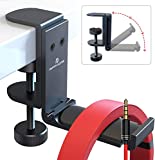 APPHOME Headphone Hook Desk, Headphones Stand Under Table Foldable Headset Holder Clamp Hanger Mount, Built in Cable Clip Organizer for PC Gaming, Office, Backpack Bag Purse Hanging
