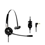 Earsinger M214C 2.5mm Headset with Microphone &Volume Mute Controls, M140 M210C TCA430 Headsets with 2.5mm Jack Compatible for Polycom321 CT14 CiscoSPA303 UnidenDECTAT&T ML17929 VtechRCA