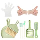 LATTOOK Pet Cage Cleaner Set 10pcs Gloves Animal Cage Cleaning kit for Cages Guinea Pig Hamster Cat Ferret Birds Parrot Chinchilla, Mini Broom Brush, Dustpan Pet Cleaning Tool Set for Small Animals