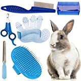 6 Pieces Rabbit Grooming Kit, Bunny Brush for Shedding - Pet Hair Grooming Bath Brush with Adjustable Handle, Pet Combs, Nail Clippers and Trimmer - Suit for Rabbit, Hamster, Bunny, Guinea Pig