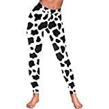 White Cow Graffiti Yoga Pants, High Waist Black Leggings for Women, Dalmatians 3D Capri Leggings Scrunch Tummy Control Yoga Leggings Elastic Quick Dry Jogging Pants 4 Way-Stretch Silky Tights L