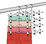 Zober 4-Tier Skirt Hangers with Clips - Metal, Non-Slip Space Saving Pants Hangers W/Adjustable Clips & Swivel Hooks - Skirt Hangers for Women (3-Pack)