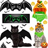 2 Pieces Halloween Pet Costumes Halloween Cat Bat Costume with Night Fluorescence and Halloween Pet Pumpkin Hat for Pet Cat and Small Dog Halloween Party Cosplay Party Decorations