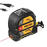 PREXISO 2-in-1 Laser Tape Measure, 135Ft Rechargeable Laser Measurement Tool & 16Ft Measuring Tape Movable Magnetic Hook - Pythagorean Mode, Area, Volume, Ft/ Ft+in/ in/ M Unit Digital Distance Meter