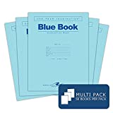 Roaring Spring Test Blue Exam Book, 50 Pack, Wide Ruled with Margin, 11" x 8.5" 6 Sheets/12 Pages, Blue Cover
