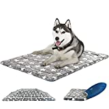 KROSER Fancy Dog Crate Pad Dog Bed Mat Reversible (Cool & Warm), Dog Bed Pad with Machine Washable, Dog Crate mat for Small to XXX-Large Dogs, Grey, Navy, Star Pattern