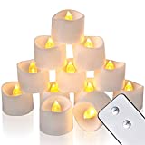 Homemory Remote Control Tea Lights Flickering, Long Lasting Battery Operated LED Candles with Remote, No Timer, for Home Decor and Seasonal Celebration, Pack of 12, Bright Warm Light, White Base