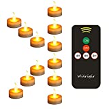 Wilrigir LED Remote Tea Lights with Timer ,Electric Fake Candles ,Flickring Amber Flameless Votive Lights ,Tealight Candles for Wedding and Home Decoration ,Pack of 12