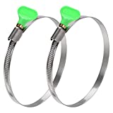 GLIDESTORE 4 Inch Hose Clamps Stainless Steel (Adjustable 3 15/16 - 4 3/8 Diameter), Easy Turn Thumb Screw Metal Clamp, Ideal for Dryer and Plastic Vent Ducts, Easy Turn Clamp (Pack of 2)