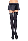 Leg Avenue Women Plus Size Satin Bow Accent Thigh Highs Costume Hosiery, Black, 1X US