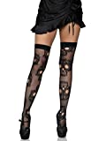 Leg Avenue womens Spooky Halloween Fishnet Thigh Highs Tights, Black, One Size US