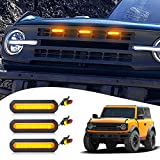 for Ford Bronco Grille Lights 3pcs Amber Led Grill Light, Front Grille Marker Lights Fit for 2021-2022 Ford Bronco Accessories with Fuse & Wiring Harness