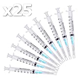 3ml Disposable Sterile Syringe with 23Ga 1.0 Inch Needle, Individual Package Suitable for Industrial, Scientific, Measuring, Watering, Pet Feeding, Oil or Glue Applicator(25 Pack)