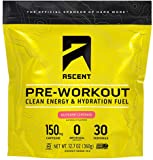 Ascent Pre Workout - Preworkout Powder, Zero Artificial Ingredients, Clean Energy for Men & Women, 150mg Caffeine - Raspberry Lemonade, 30 Servings