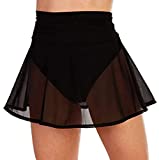 SHIBAOZI Women Girls Swim Cover Ups Swimsuit Cover-up Skirts Short Mesh Sheer See-Thru Bikini Coverups (S, Black)