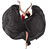 Backgarden 720 Sheer Chiffon 35" Long Ballet Skirt Maxi Skirt for Ballerinas Performance Ballet Dancer Photography Costume (Black)