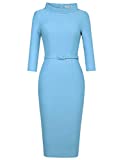 MUXXN Womens Sexy Cut Out Neck Sheath Fitted Clubwear Party Bodycon Dress (Airy Blue L)