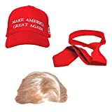 Trump 2020 Costume & Wig- United States of Oh My Gosh Donald Trump Costume Set includes a Synthetic Blonde Wig Cap, Red Tie, MAGA Hat, Cosplay, Party Events, and Halloween America