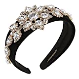 Hernoblerest Solid Color Wide Headbands For Women Diamond Rhinestone Headbands For Women Pearl Headband For Girls White Lovely Metal Jeweled Hairband Beautiful Snowflake Decorative Hair Accessories Golden Flower Stylish Headdress