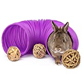 Niteangel Small Animal Foldable Play Tunnel with Fun Toys, 5.9 x 31.5 inches for Guinea Pigs, Rats and Dwarf Rabbits (Purple)