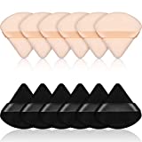 12 Pieces Powder Puff Face Triangle Makeup Puff for Loose Powder Soft Body Cosmetic Foundation Sponge Mineral Powder Wet Dry Makeup Tool(Black, Nude Color,Small)