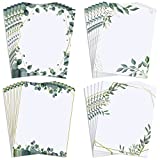 48 Sheets Leaf Theme Paper Stationery Decorative Design Printer Paper Greenery Eucalyptus Border Design Writing Stationary Printing Paper 8.5 x 11 Inches for Office School Home Wedding Supplies
