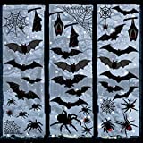 Ivenf Halloween Decorations Window Clings Decor, Large Scary Silhouette Bats Spider Kids School Home Office Accessories Party Supplies Gifts, 6 Sheet 59pcs