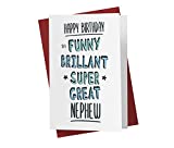 Sweet and Funny Birthday Card for Nephew, Large 5.5 x 8.5 Nephew Birthday Card, Happy Birthday Nephew Card, Birthday Card Nephew, Karto Compliment Nephew