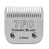 Detachable Pet Dog Grooming Clipper Blades,Compatible with Andis Size-7FC Cut Length 1/8"(3.2mm),Compatible with Oster A5, Wahl KM Series Clippers,Made of Ceramic Blade & Stainless Steel Blade