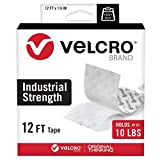 VELCRO Brand Heavy Duty Tape | 12 Foot Roll | Strong Sticky Back Adhesive Holds up to 10 lbs | Industrial Strength Fasteners for Indoor or Outdoor Use | 1-1/2in Width, White (VEL-30837-USA)