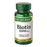 Natures Bounty Biotin, Supports Healthy Hair, Skin and Nails, 10000 mcg, Rapid Release Softgels, 120 Ct