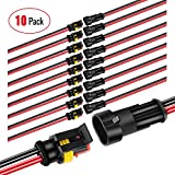 Nilight 2Pin Way Electrical Wire Connector 10 Pack 16AWG Male Female Plug Socket Quick Disconnect Waterproof Plug Play 1.5mm Series Terminal for Car Truck Motorcycle Marine Boat, 2 Years Warranty