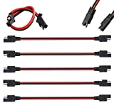 5 Pack 12" 12 Gauge 2 Pin Quick Disconnect Audiopipe Polarized Wire Harness, Heavy Duty SAE Connector Bullet Lead Cable