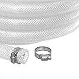 3/4" ID x 1" OD - 10 Ft High Pressure Braided Clear PVC Vinyl Tubing Flexible Vinyl Tube, Heavy Duty Reinforced Vinyl Hose Tubing, BPA Free and Non Toxic