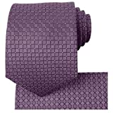 KissTies Plum Tie Set Purple Wedding Necktie + Pocket Square + Gift Box