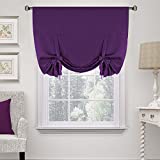 H.VERSAILTEX Thermal Insulated Blackout Curtain Tie Up Shade for Small Window Short Balloon Shade Plum Purple, W42 X L63, 1 Piece