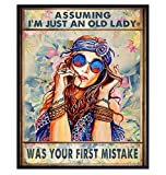 Assuming I'm Just An Old Lady - Hippie Bohemian Room Decor - Boho Wall Art - Funny Birthday Decorations Wall Art Poster - Gift for Grandmother, Grandma, Granny, Women - Psychedelic Room Decor