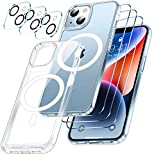 Red2Fire Magnetic for iPhone 14 Plus Phone Case Clear, [Compatible with Magsafe][2X Tempered Glass Screen Protector+2X Camera Lens Protector][Not Yellowing] Slim Thin Shockproof Case Cover - Clear
