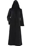 Cosplaysky Men's Cloak for Jedi Robe Costume Halloween Tunic Hooded Uniform (Black, XX-Large)