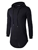 Jedyful Mens Hipster Long Sleeve Side Zipper Hooded Shirt Pullover Sweatshirt (X-Large, Black)