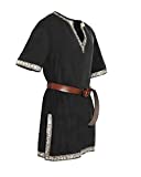 Taoliyuan Mens Medieval Costume Tunic Renaissance Viking Knight Pirate Vintage Warrior LARP Halloween Shirts Black, XX-Large