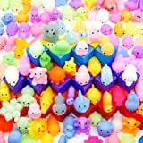 100 Pcs Kawaii Squishies, Mochi Squishy Toys for Kids Party Favors, Mini Sensory Stress Relief Toys, Goodie Bags Novelty Toy, Classroom Prizes, Birthday Gift, Easter Stuffers, (Random)