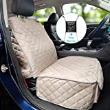 Bark Lover Deluxe Dog Seat Cover for Front Seat-More Durable Waterproof Front Seat Protector, High Heat Resistant and Nonslip Front Seat Cover for Dogs Kids, Universal Size (Beige)